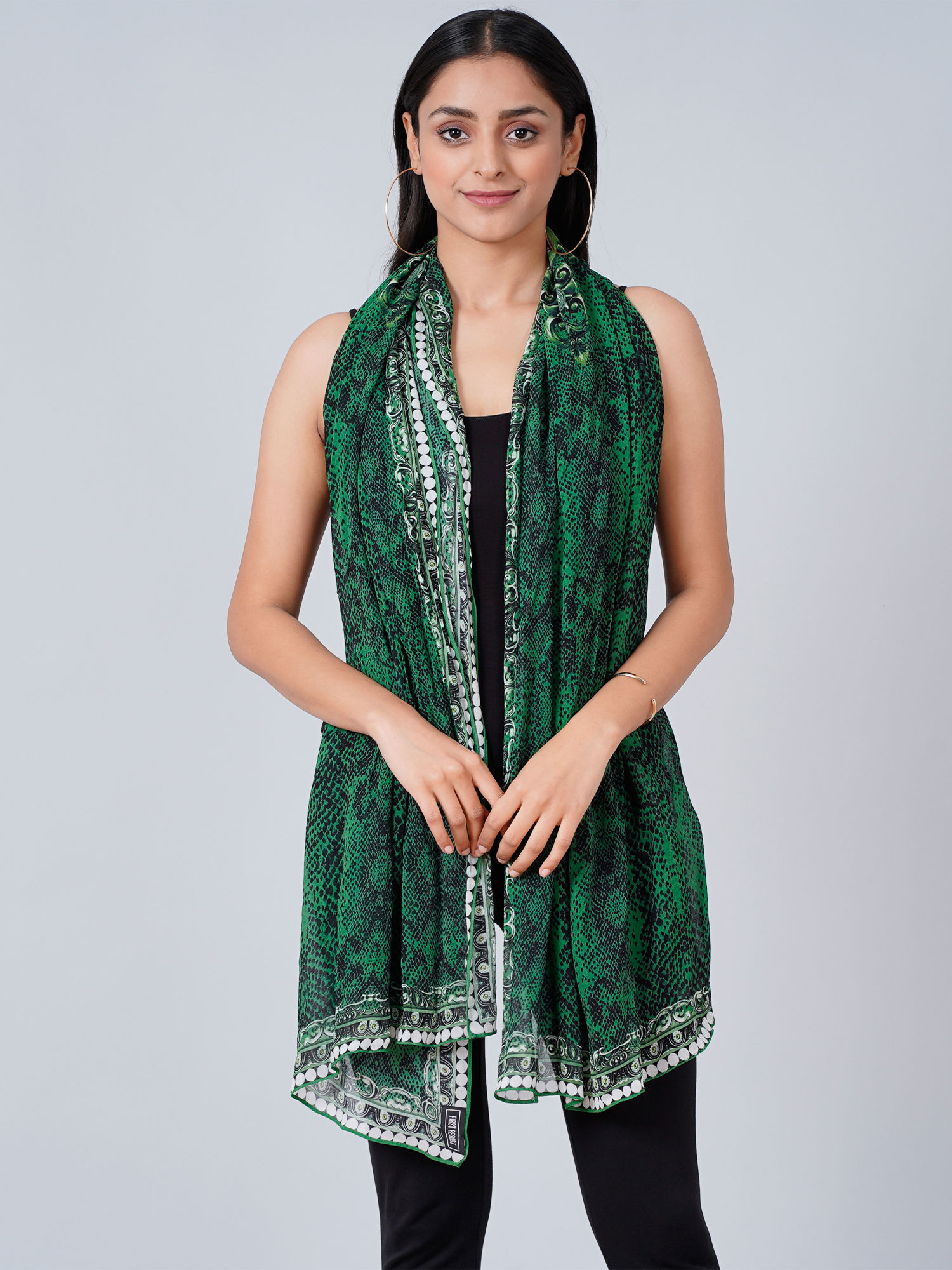 Dark Green Python Print Stole-image-32