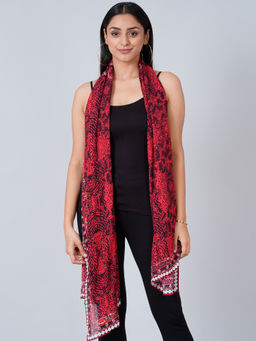 First Resort by Ramola Bachchan - Red Python Print Stole
