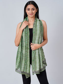 First Resort by Ramola Bachchan - Green Python Print Stole