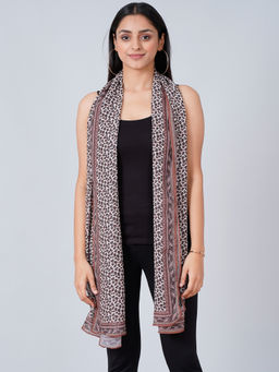 First Resort by Ramola Bachchan - Brown Leopard Print Stole