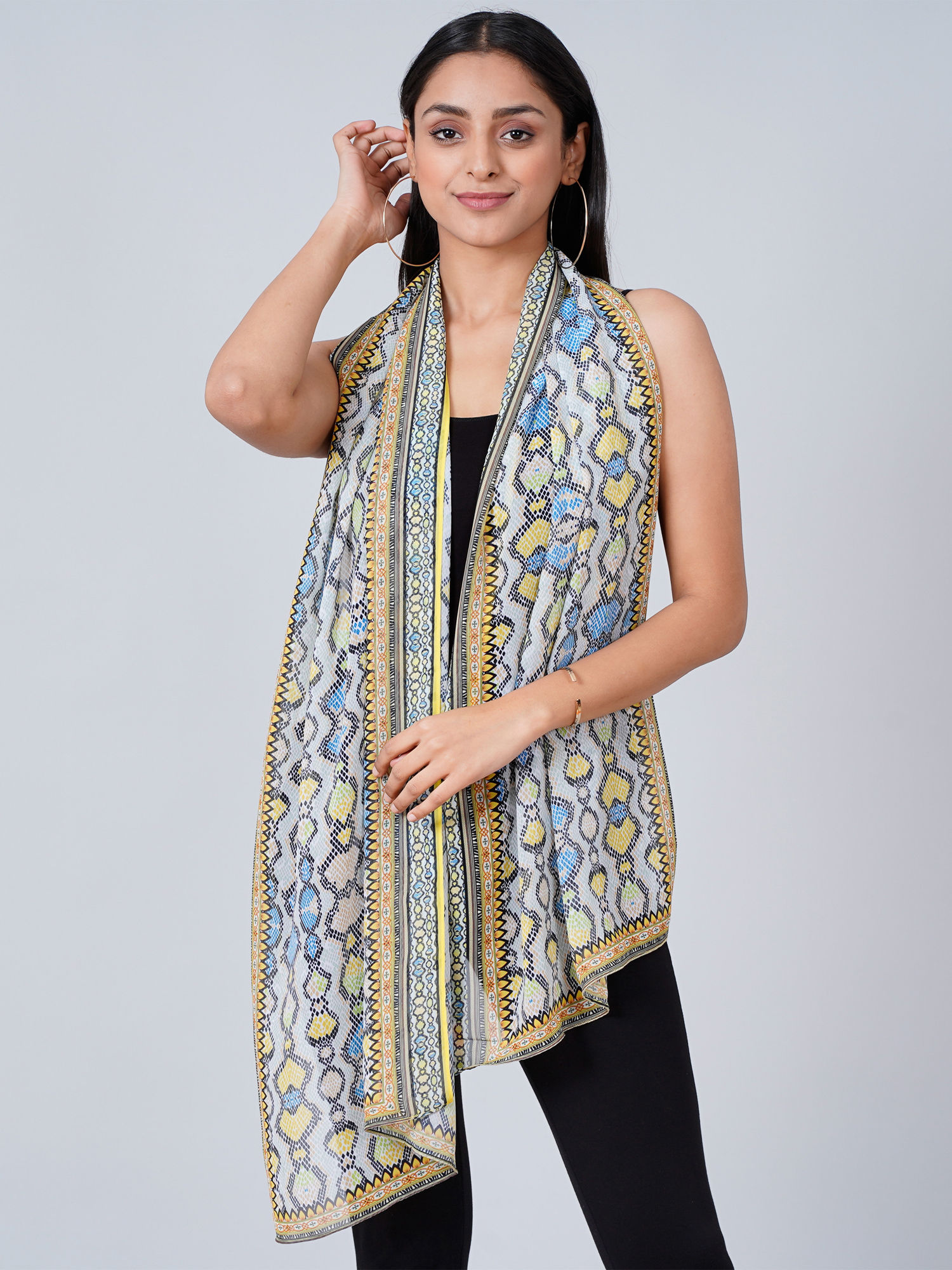 Yellow Geometric Stole-picture-17