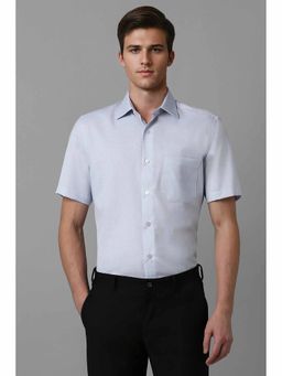 Louis Philippe - Men Blue Classic Fit Print Half Sleeves Formal Shirt