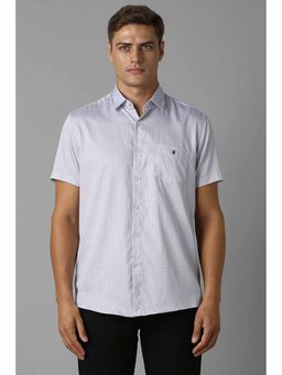 Louis Philippe - Men Grey Slim Fit Print Half Sleeves Casual Shirt