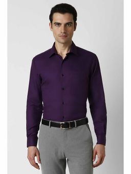 Van Heusen - Men Purple Regular Fit Textured Full Sleeves Shirt