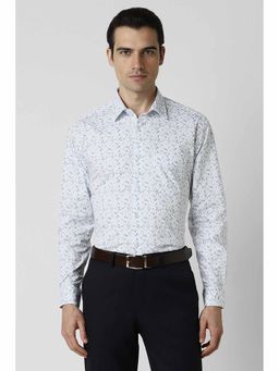 Van Heusen - Men White Regular Fit Print Full Sleeves Shirt