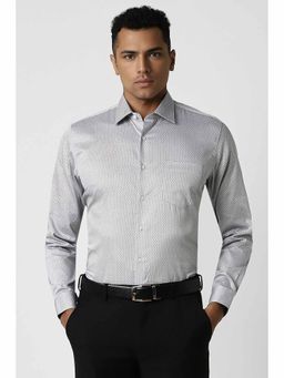 Van Heusen - Men Grey Slim Fit Print Full Sleeves Shirt