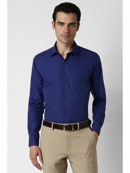Van Heusen - Men Blue Slim Fit Solid Full Sleeves Formal Shirt