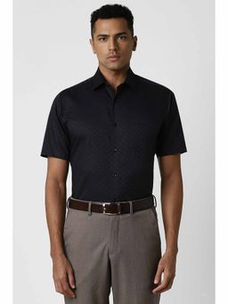 Van Heusen - Men Black Regular Fit Dots Half Sleeves Shirt