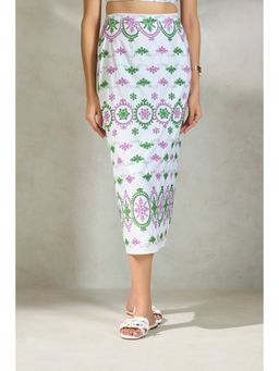 Virgio - Women's Cotton Slim Embroidered High Waist Skirt