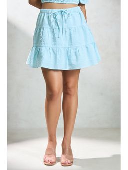 Virgio - Women's Cotton Flared Mini Stripes Mid Waist Skirt