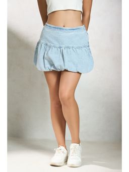 Virgio - Women's Cotton Flared Mini Solid/Plain Mid Waist Skirt