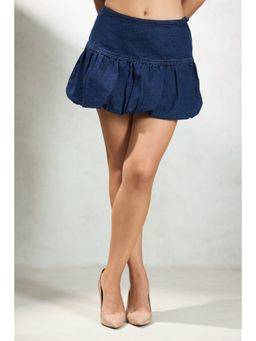 Virgio - Women's Cotton Flared Mini Solid/Plain Mid Waist Skirt