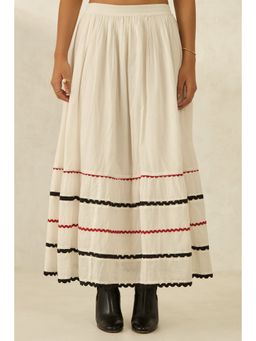 Virgio - Women's Cotton Flared Maxi Solid/Plain High Waist Skirt