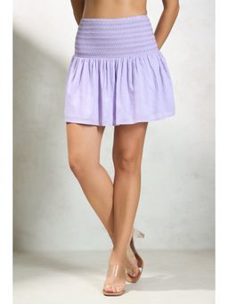 Virgio - Women's Viscose Flared Mini Solid/Plain High Waist Skirt