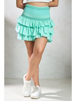 Virgio - Women's Viscose Flared Mini Solid/Plain High Waist Skirt