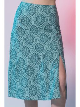 Virgio - Women's Cotton A-Line Midi Floral Print High Waist Skirt