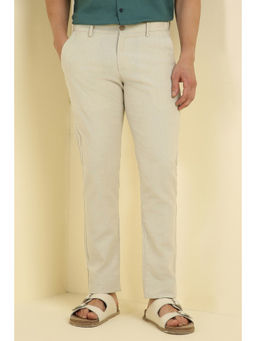Allen Solly - Men Beige Slim Fit Solid Casual Trouser
