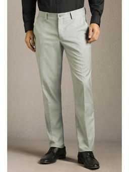 Louis Philippe - Men Grey Flat Front Formal Trouser