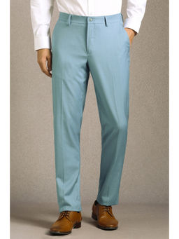 Louis Philippe - Men Light Blue Flat Front Formal Trouser