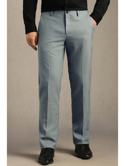 Louis Philippe - Men Grey Solid Flat Front Formal Trouser