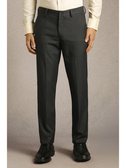 Louis Philippe - Men Grey Solid Flat Front Formal Trouser