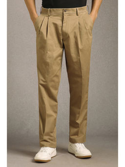 Louis Philippe - Men Khaki Solid Casual Trouser