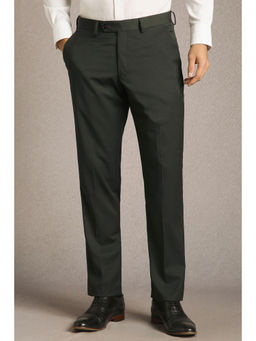 Louis Philippe - Men Grey Solid Flat Front Formal Trouser