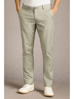Louis Philippe - Men Grey Solid Flat Front Casual Trouser