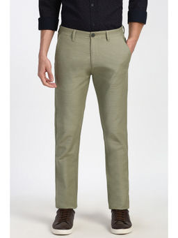 Peter England - Men Olive Textured Slim Fit Casual Trouser
