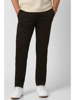 Peter England - Men Brown Solid Slim Fit Casual Trouser