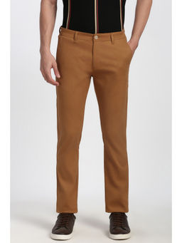 Peter England - Men Brown Solid Slim Fit Casual Trouser