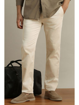 Peter England - Men Beige Solid Super Slim Fit Casual Trouser