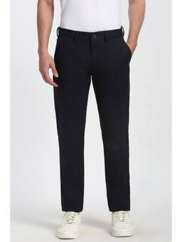 Peter England - Men Black Solid Super Slim Fit Casual Trouser
