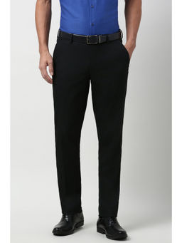 Peter England - Men Black Solid Formal Trouser