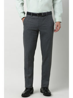 Peter England - Men Grey Solid Formal Trouser