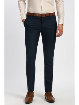Peter England - Men Navy Blue Solid Formal Trouser
