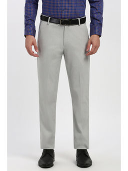 Peter England - Men Grey Textured Formal Trouser