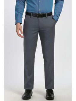 Peter England - Men Grey Solid Formal Trouser