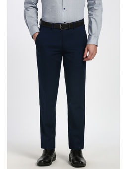 Peter England - Men Navy Blue Solid Formal Trouser