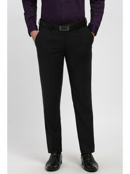 Peter England - Men Black Solid Formal Trouser