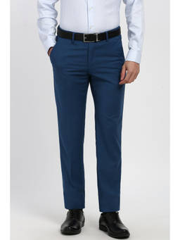 Peter England - Men Blue Solid Formal Trouser
