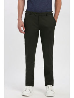 Peter England - Men Green Solid Formal Trouser