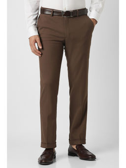 Van Heusen - Men Brown Solid Formal Trouser