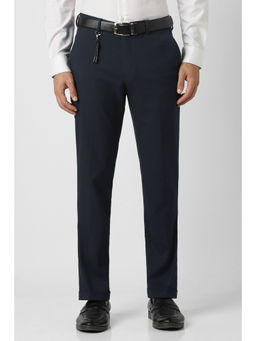 Van Heusen - Men Navy Blue Solid Trouser