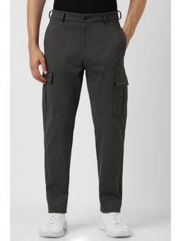 Van Heusen - Men Grey Solid Casual Trouser