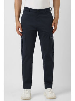 Van Heusen - Men Navy Blue Solid Casual Trouser
