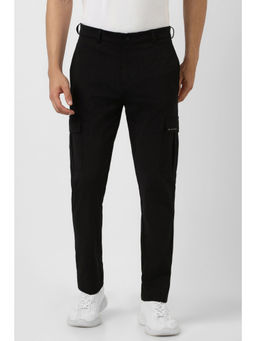 Van Heusen - Men Black Solid Casual Trouser