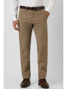 Van Heusen - Men Khaki Solid Formal Trouser