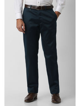 Van Heusen - Men Blue Solid Formal Trouser