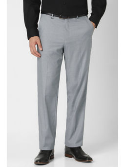 Van Heusen - Men Grey Solid Formal Trouser